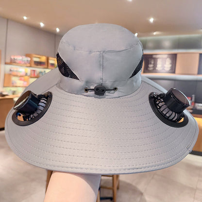 Summer fisherman hat caps - dual function of solar power and USB charging