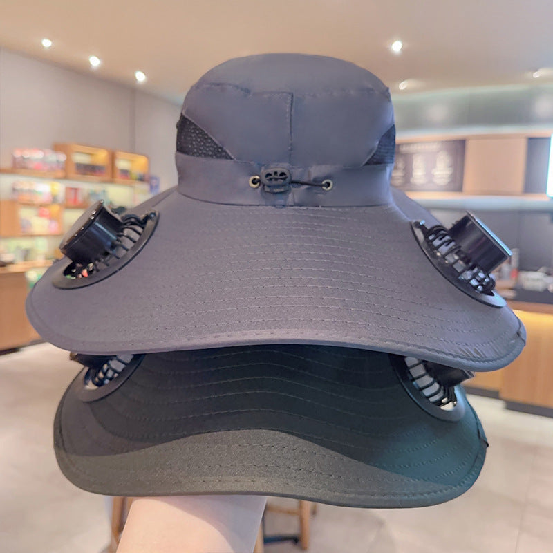 Summer fisherman hat caps - dual function of solar power and USB charging