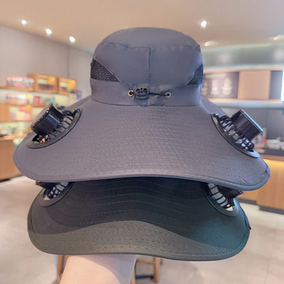 Summer fisherman hat caps - dual function of solar power and USB charging