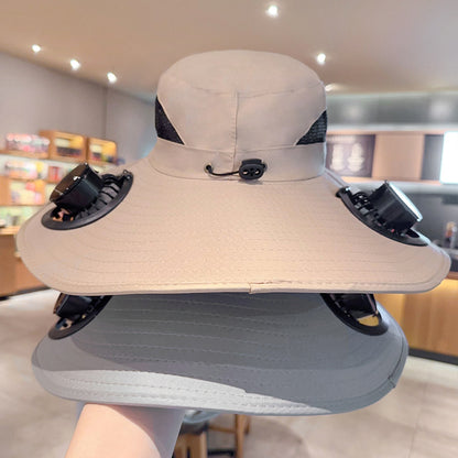 Summer fisherman hat caps - dual function of solar power and USB charging