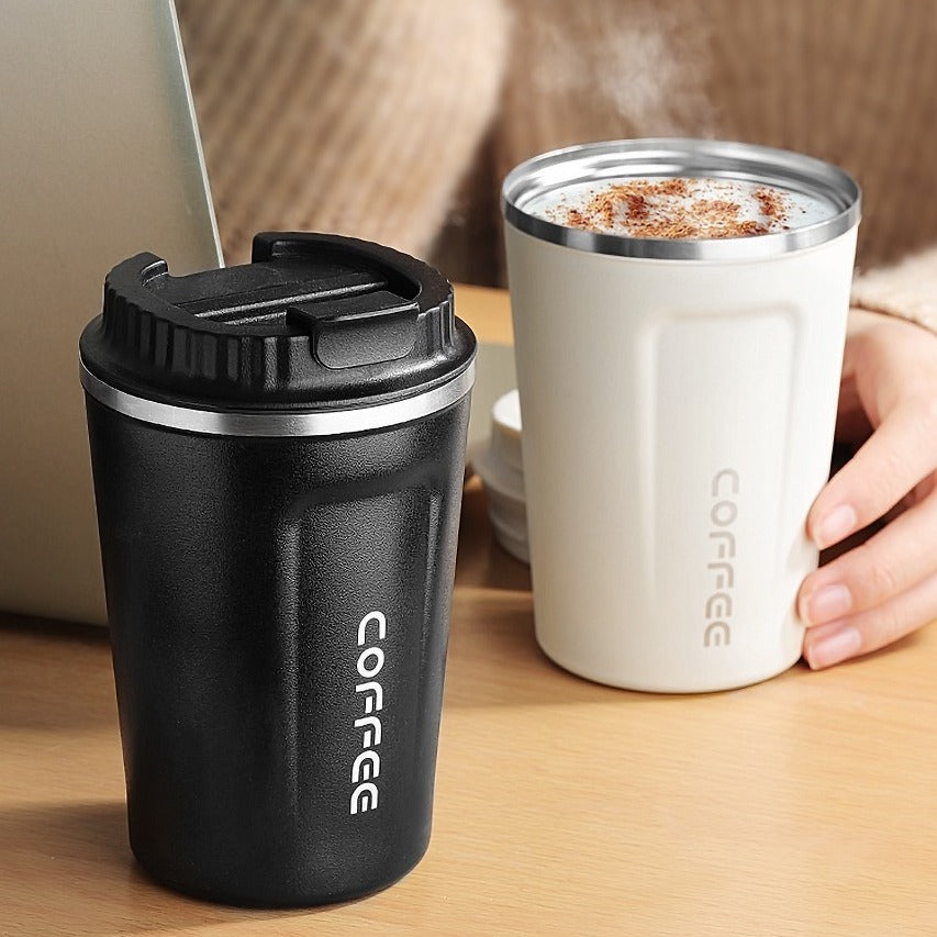 In Stock Stainless Steel Coffee Cup 304 Vacuum Insulation Cup Portable Double Layer Plastic Spray Office Cup Business Gifts