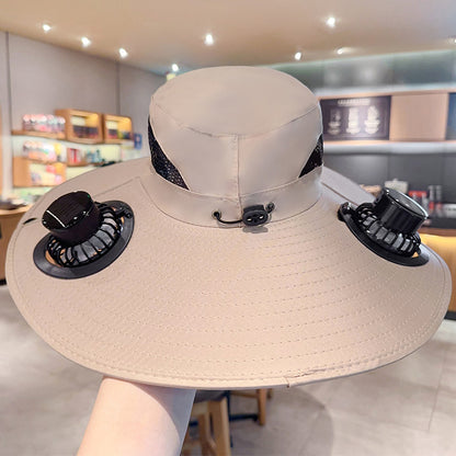 Summer fisherman hat caps - dual function of solar power and USB charging